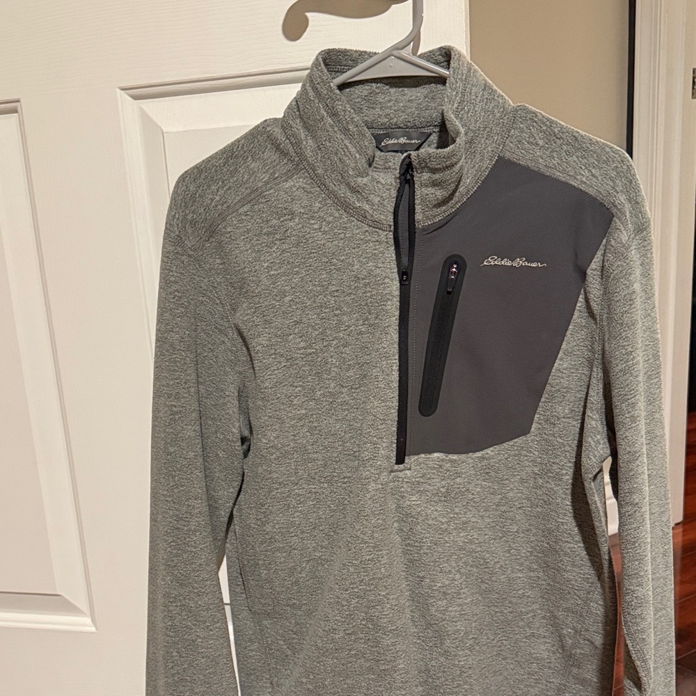 Eddie Bauer Heather Gray Quarter-Zip Pullover
